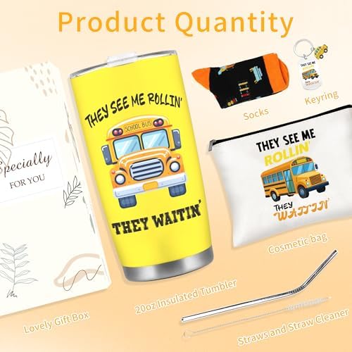 CRASHOT School Bus Driver Gifts, Travel Tumbler Appreciation Gift Set - Image 3
