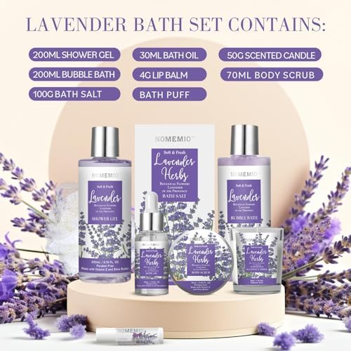 Mother's Day Gift, Spa Gift Basket for Women, 8pcs Lavender Spa Kit Set with Body Wash, Bubble Bath, Scrub, Bath & Beauty Skin Care Gift Sets, Christmas Gifts Set for Women, Her, Mom - Image 2