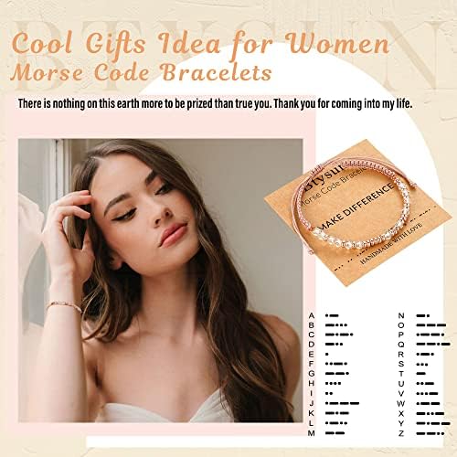 Morse Code Bracelets for Women Mothers Day Gifts 2026 Graduation Gifts Mom Birthday Gift Pink Braided Bracelets Teen Trendy Stuff Inspirational Best Friend Birthday Gifts for Daughter Girlfriend Christmas Stocking Stuffers Jewelry - Image 2