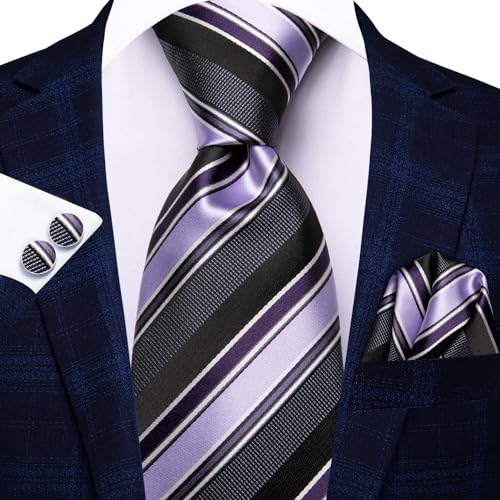 Hi-Tie Lot 5 Pcs Gift Box Mens Tie Set Necktie with Pocket Square Cufflinks Silk Neck Tie Collection - Image 5