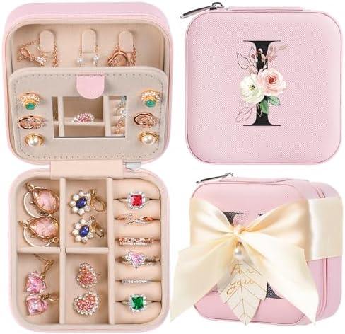 AYGXU Travel Jewelry Box for Women and Girls - Small Case With Initial A-Z - Teacher Gifts by AYGXU