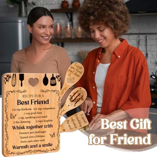 Best Friend Birthday Gifts for Women - Bamboo Cutting Board Set, Bestie Friendship Gifts for Women, Ideal Gifts for Birthday Graduation Wedding Job Move House Christmas Thanksgiving. - Image 5