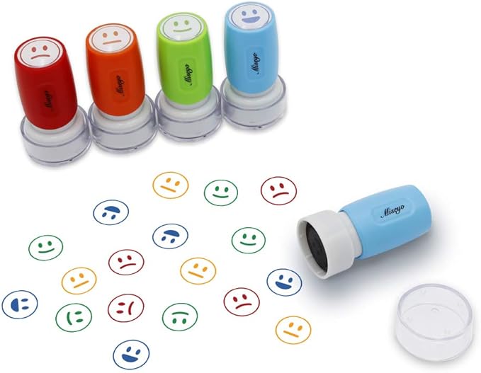 Miseyo Pre-Ink Teacher Stamp Set - 4 Color Mood Expressions