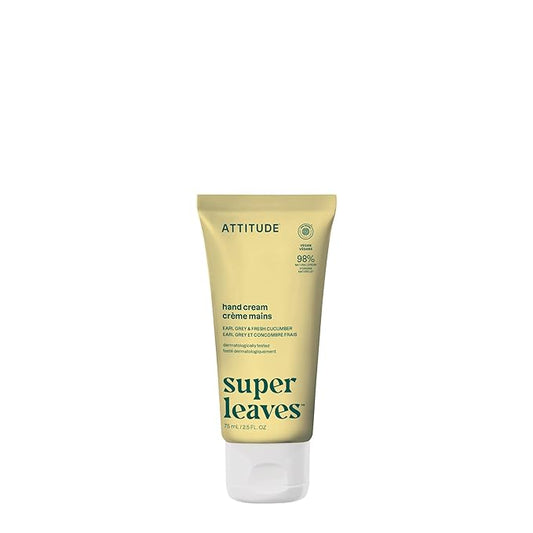 ATTITUDE Hand Cream, EWG Verified, Plant and Mineral-Based, Vegan Personal Care Products, Earl Grey & Fresh Cucumber Scent, 2.5 Fl Oz