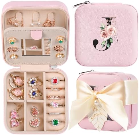 AYGXU Travel Jewelry Box for Women and Girls - Small Case With Initial A-Z - Teacher Gifts by AYGXU