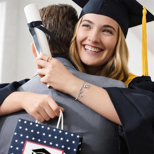 Turandoss Graduation Gifts for Women 2026 - 14K White Gold Plated Initial Knot Cuff Bangle, Dainty Grad Cap Diploma Bracelet, Class of 2026 Graduation Jewelry Gift for Her College High School Graduate - Image 2