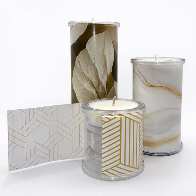 Reusable Interchangeable Candle, Decorative Wrap Design, Customizable Holiday Home Décor, Refillable Giftable Accent for Seasonal Styling