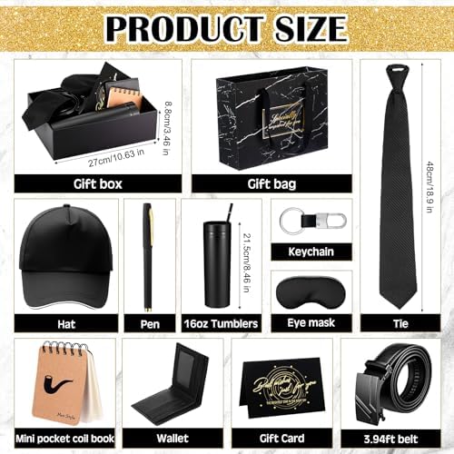 AmazingSpark 12 Pcs Men Gift Basket Tumbler Wallet Hat,Business Gift Box - Image 2