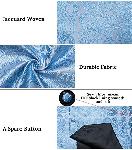 DiBanGu Mens Vest and Tie Set Formal Paisley Waistcoat and Necktie Pocket Square Cufflinks Silk Suit Vest for Tuxedo Wedding - Image 5