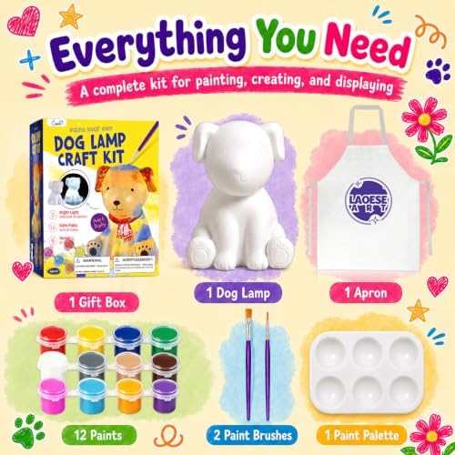 Paint Your Own Dog Lamp Kit, Crafts for Kids Ages 6-12, Gifts for Girls Boy - Image 2