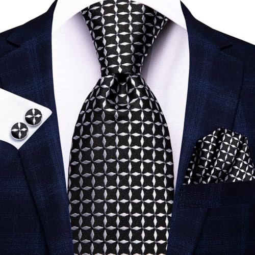 Hi-Tie Lot 5 Pcs Gift Box Mens Tie Set Necktie with Pocket Square Cufflinks Silk Neck Tie Collection - Image 5