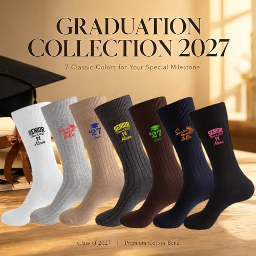 Personalized Name Senior - Class of 2027 Embroidered Socks Custom Socks with Name Gift for Graduates Unisex - Image 6
