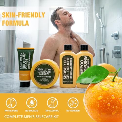 Gifts for Men, 6pcs Mens Bath and Body Gift Set, Citrus Spa Men Gift Basket - Image 4