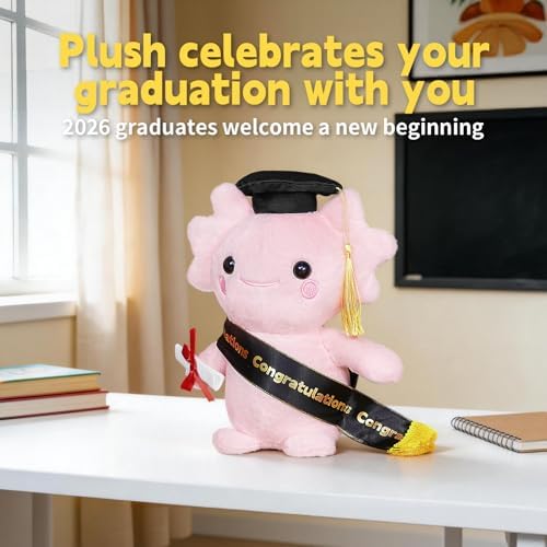Graduation Decorations 2026 Axolotl Plush，9.84 Inch Class of 2026 Graduation Plush Axolotl Stuffed Animal,Cute Graduation Gifts for Kindergarten, High School, and College Graduates (Axolotl) - Image 3
