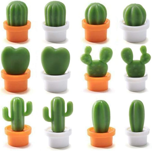 Refrigerator Magnet Kitchen Magnet Office Magnet whiteboard and Dry Cleaning Board, Lovely and Colorful Potted Design 12 Sets Cactus2