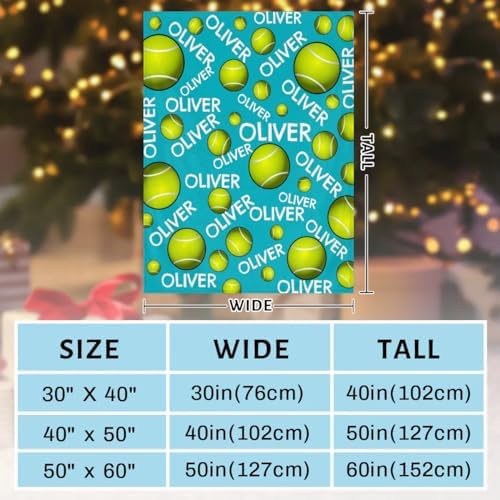 Personalized Baby Blankets for Girls Boys, Custom Baby Blanket with Name Swaddle Toddler Fleece Blanket Personalized Gift Blue Tennis Text - Image 3