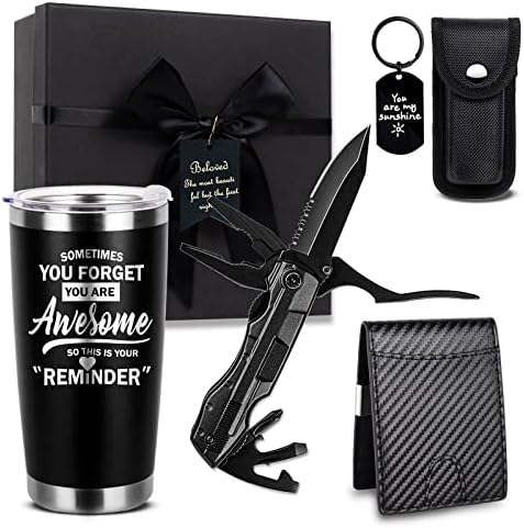 Birthday Gifts for Men Funny Christmas Gifts Baskets for Him Father’s Day for Dad Anniversary Who Have Everything for Husband, Boyfriend, Brother, Son, Grandpa Tumbler Multitool Gift Set by Mkeevee