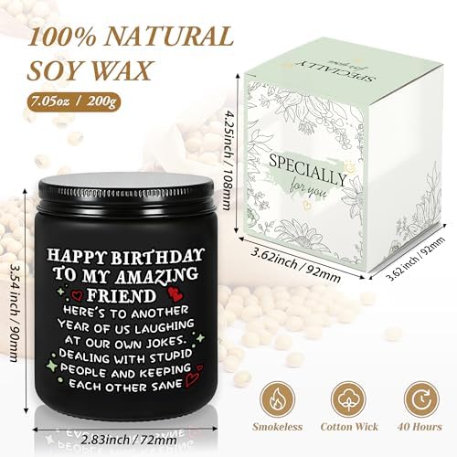 Happy Birthday Gifts for Women - Best Friend Sisters Friendship Birthday Gifts for Her, Funny Present for Bestie BFF Coworker Classmate, Romantic Lavender Scented Candle - Black - Image 3
