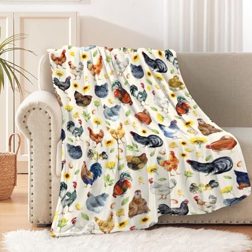 Chickens Blanket Gift for Toddler Infant or Newborn, Chickens Watercolor Throw Blanket for Hen Chicken and Rooster Lovers Soft Lightweight 30"x40" for Pet/Toddler for Sofa,Bed and Living Room by Gopaka