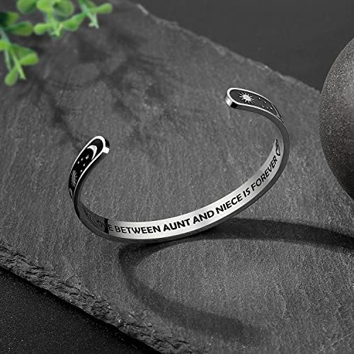 TONY & SANDY Inspirational Bracelets for Women Teen Girls Personalized Gifts for Daughter Granddaughter Mom Sister Friends Stainless Steel Engraved Cuff Birthday Easter Christmas - Image 2
