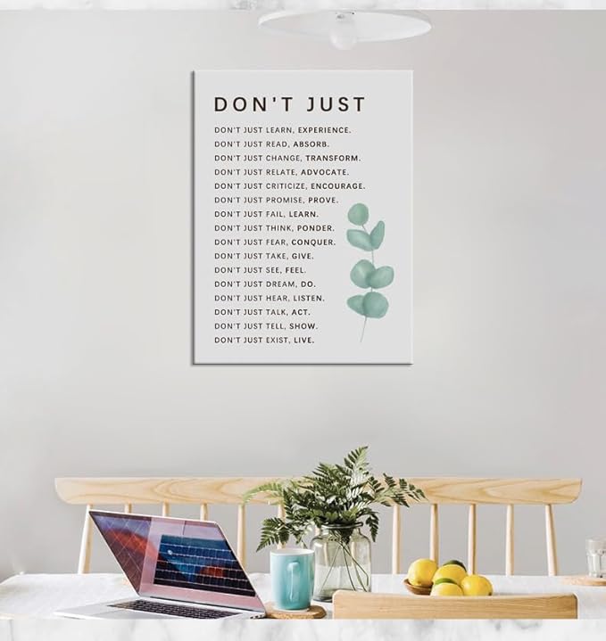 Don't Just Quote Inspirational Canvas Wall Art Motivational Poster Learning And Growth Inspiring Positive Painting Prints Wall Pictures for Living Room Office Home Decor Framed Artwork [18''W x 24''H]