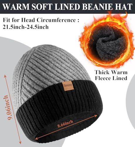 floconssy Men's Winter Hat Scarf Gloves Set of 3, Knit Thermal Combo Gifts - Image 2