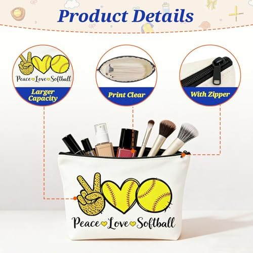 Softball Gifts for Girls Women with 16OZ Jar Glass Tumbler, Canvas Tote Bag, Makeup Bag, Softball Socks, Keychain & Stickers, Softballs Player Birthday Gift for Team Player Gifts - Image 4