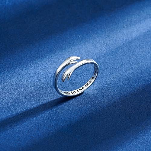 Yesteel S925 Sterling Silver Hug Ring for Women Teen Girls, Adjustable Ring Jewelry Mothers Day Birthday Gifts for Daughters Mom Sister Wife Friends Grandma - Image 3