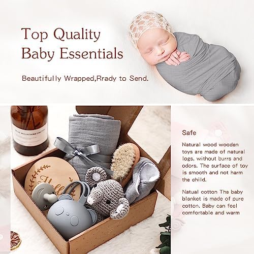 Baby Gift Set for Newborn New Baby Gift Set - Newborn Baby Essentials Baby Bath Set with Baby Blanket Baby Rattle - New Born Baby Girls Gift & Baby Boy Gifts for Baby Shower - Image 6