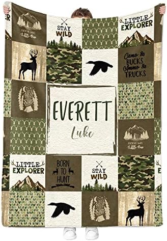 MDPrints Custom Baby Blankets for Boys, Customized Baby Boy Gifts with Name, Personalized Baby Blankets, Soft Plush Fleece (Deer 699) - Image 2