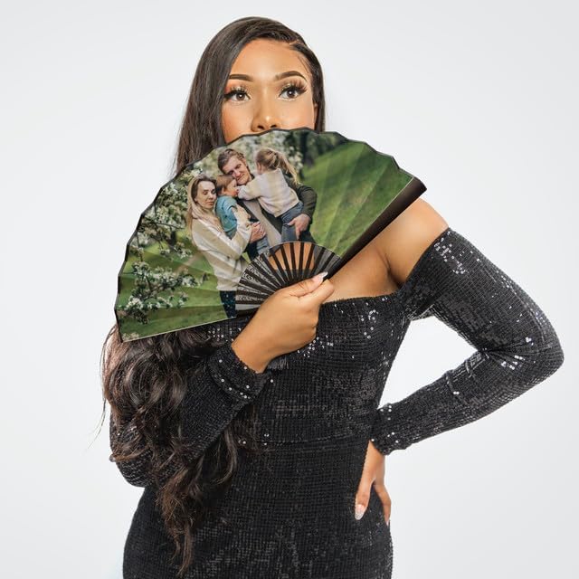 WERWAES Personalized Folding Fan Hand Held Fans Foldable Decorative Custom Photo Folding Fans for Wedding Dancing Saloon Cosplay Party Props