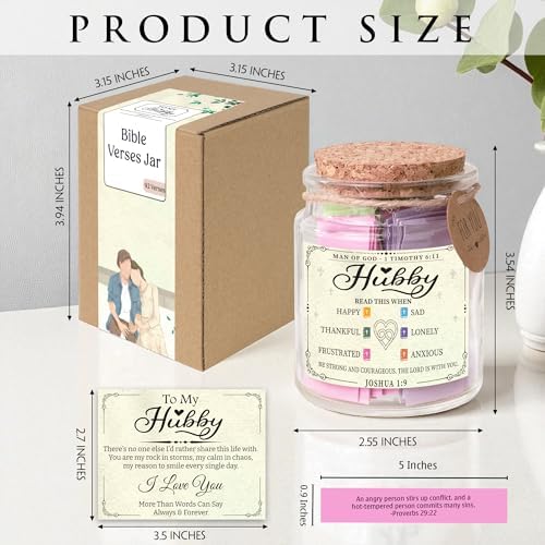 Hubby Bible Verse Jar – Father day Gifts for Husband, 92 Color-Coded Bible Verses “Read This When” | Christian gifts for men - Image 2