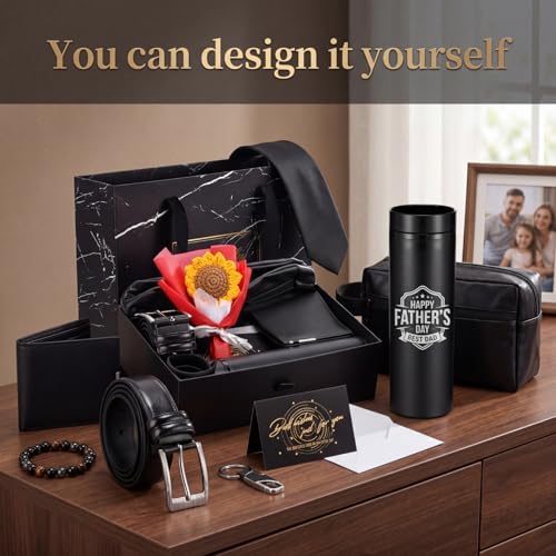 Tioncy 10 Pcs Mens Gift Set, 16oz Tumbler Wallet Belt Tie,Red Sunflower - Image 3