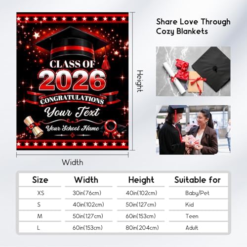 2026 Graduation Gifts Personalized Blanket with Name, Soft Flannel Fleece Blanket for Couch Bed Dorm Travel - Image 6