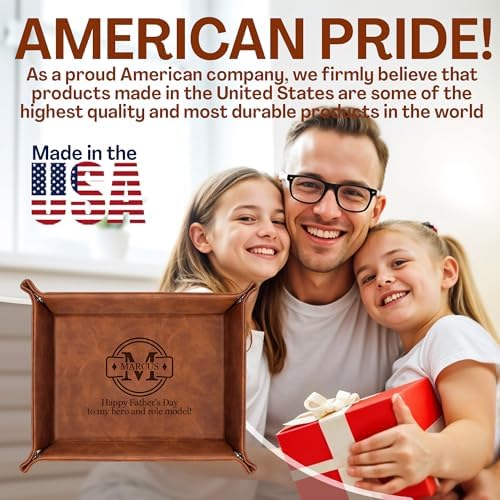 Personalized Engraved Leather Tray for Him – PU Valet Leather Catchall Organizer for Men, Father's Day Custom Gift, Organizer for Dresser, Desk, Nightstand – Custom Men Travel Valet Tray - Image 7