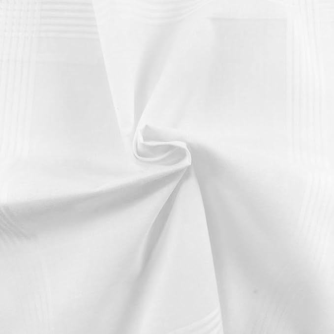 Mens White Handkerchief with Stripe,16" by 16” Soft Hankies (White 12)