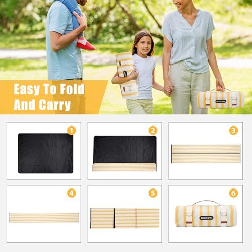 G GOOD GAIN Waterproof Picnic Blankets Outdoor Machine Wash, Bumblebee - Image 6