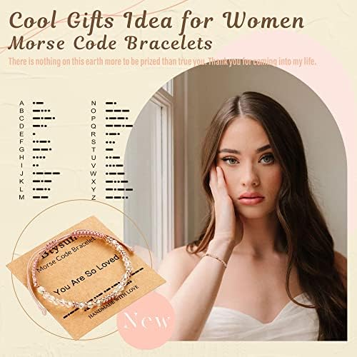 Morse Code Bracelets for Women Mothers Day Gifts 2026 Graduation Gifts Mom Birthday Gift Pink Braided Bracelets Teen Trendy Stuff Inspirational Best Friend Birthday Gifts for Daughter Girlfriend Christmas Stocking Stuffers Jewelry - Image 2