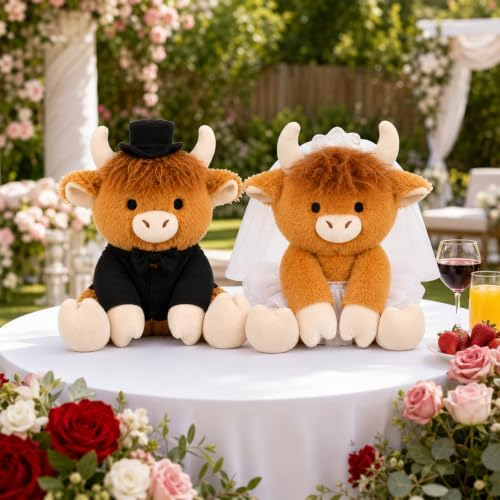2 Pcs Wedding Highland Cow Plush,Will You Be My Flower Girl & Ring Bearer - Image 6