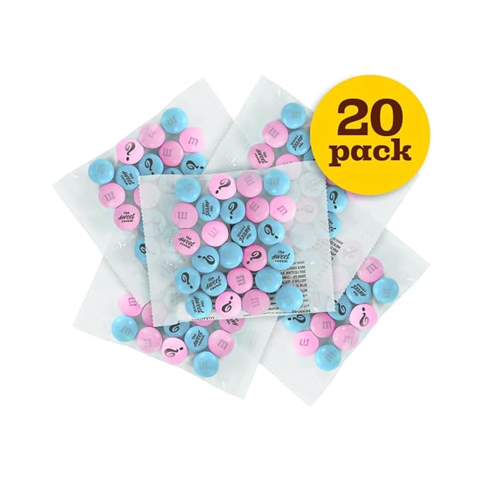 M&M'S World Gender Reveal Favors Milk Chocolate Candy .75oz 20 Pack Bag with Light Blue and Pink M&M'S for Baby Showers Gender Reveal Events and Party Giveaways