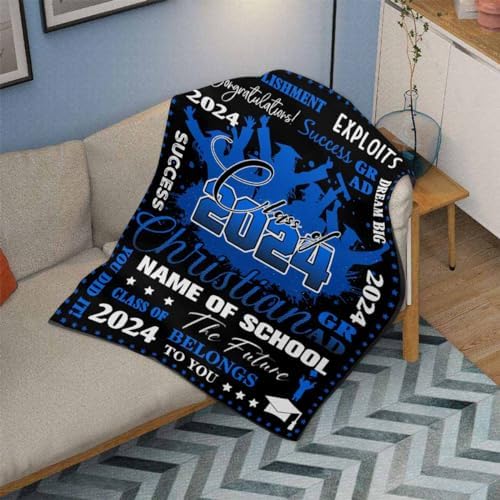 Lightweight Graduate Class of 2024 Graduation Blanket Costume Blanket Graduation Gift for Him, Personalized Blankets and Throws Best Friend Blanket Personalized Name Blanket 40x50inch - Image 3