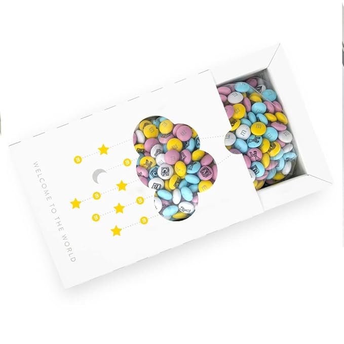 M&M'S World New Baby Gift Box Milk Chocolate Candy 1lb Bag with Assorted M&M'S for Baby Showers Newborn Gifts and Gender Reveal Parties
