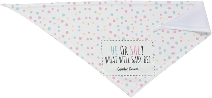 He Or She What Will It Be? Gender Reveal/Baby Announcement Dog Bandana,Pet Neckerchief for Pets Daily Wear Photo Prop Party Supplies (White dots)