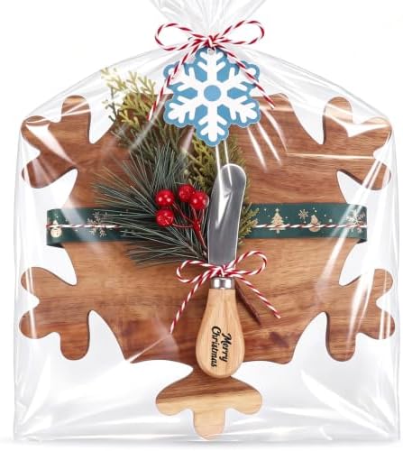 7 Pcs Christmas Cutting Board Gift Set with Cheese Knife,Snowflake by Remerry