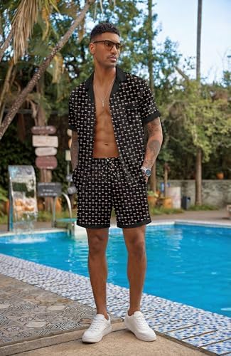 Ekouaer Men Silk Pajamas Set 2 Pieces Satin Pj Button Down Loungewear Sets - Image 5