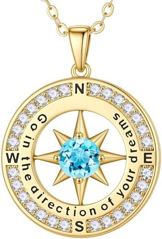 Turandoss 2026 Graduation Gifts for Women Her - 14K Gold Plated Compass Birthstone Necklace High School College Graduation Gifts for Women Family by TurandossJewelry