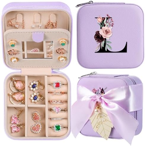 AYGXU Travel Jewelry Box for Women and Girls - Small Case With Initial A-Z - Teacher Gifts by AYGXU