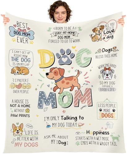 Wxiben Dog Mom Gifts for Women - Mothers Day Dog Mom Gift Blanket for Dogs Lovers Birthday for Dogs Owners Soft Flannel Throw Blanket for Mother Bed Couch Sofa Home Decor 60x50 Inches by Wxiben