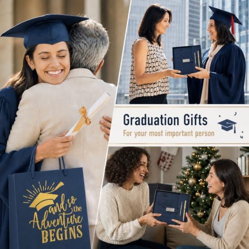 Christmas 2026 Congrats Grad Birthday Gift Blue Leather Notebook with Pen - Image 5