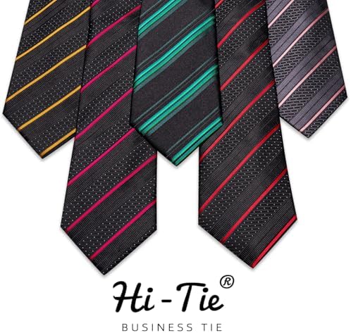 Hi-Tie Lot 5 Pcs Gift Box Mens Tie Set Necktie with Pocket Square Cufflinks Silk Neck Tie Collection - Image 2
